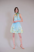 SHORT DROP WAIST COCKTAIL DRESS W NECK TIE