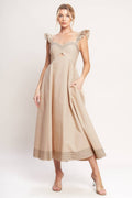 A solid woven midi dress -