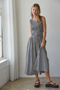 Smocked Gingham Midi Dress