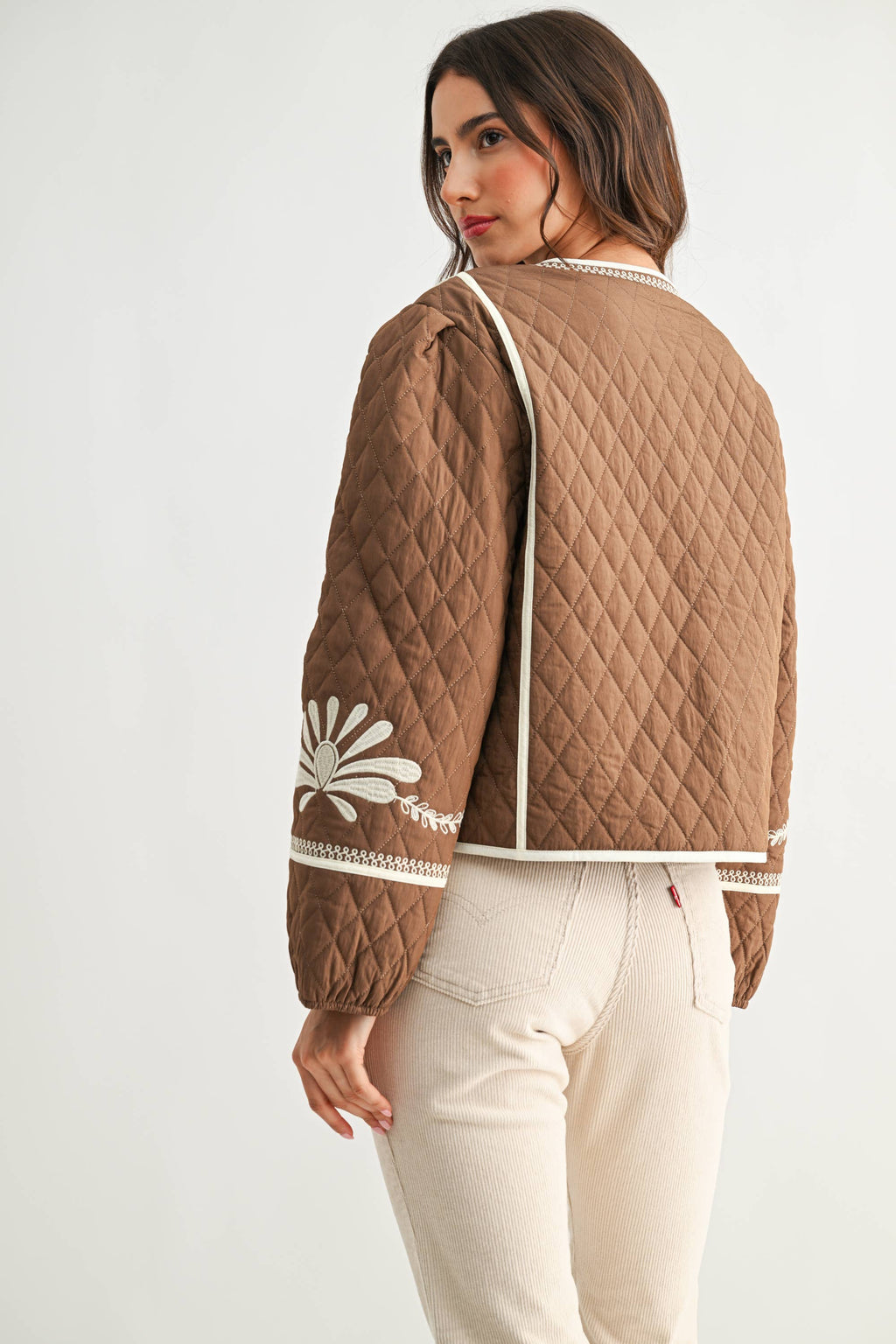 BOHO BLOOM QUILTED TIE-FRONT JACKET