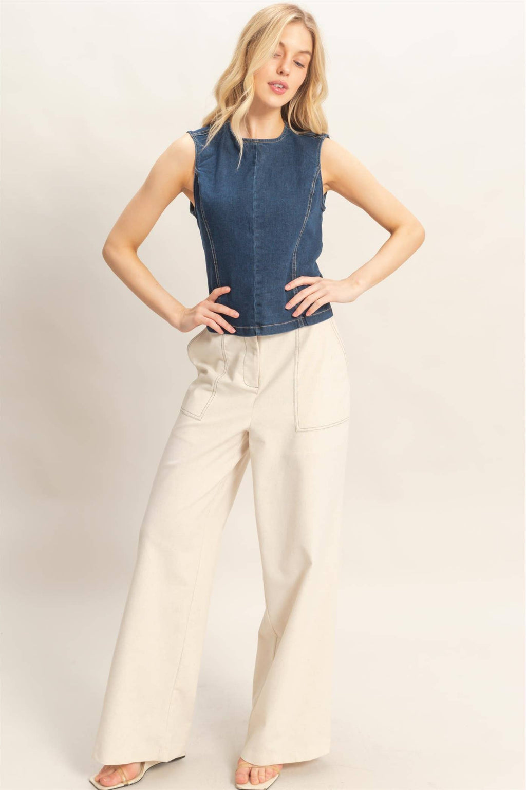 Backless Bow Denim Top