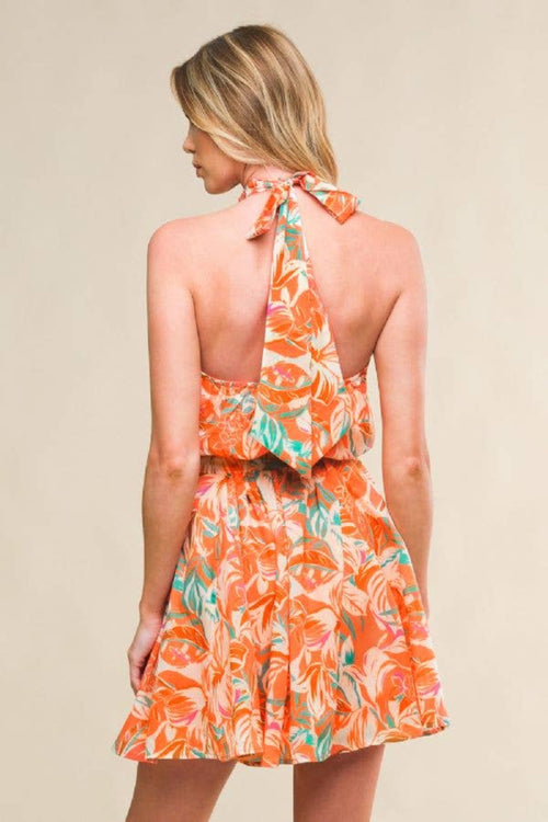 A printed woven mini dress - ID21229