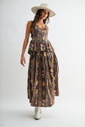 Floral Print Top and Skirt Set