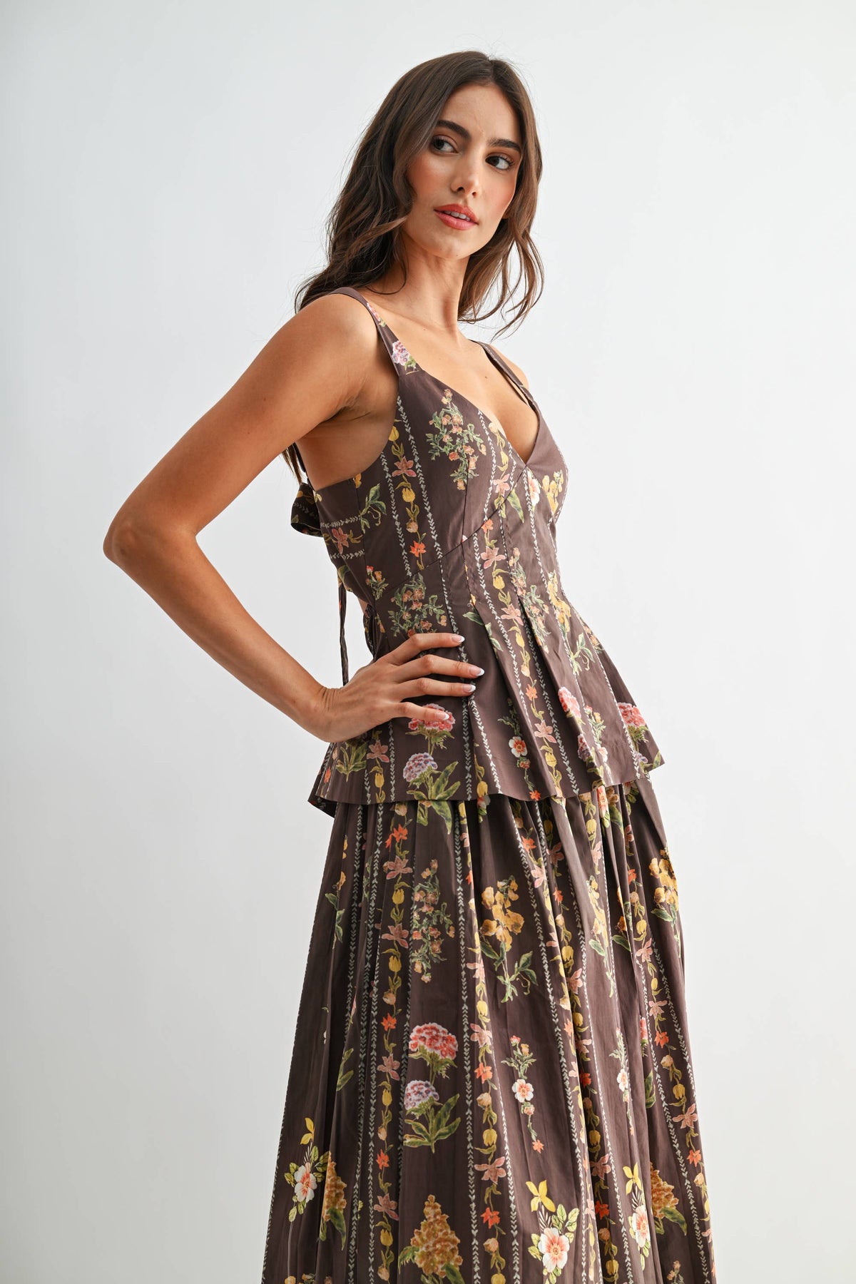 Floral Print Top and Skirt Set