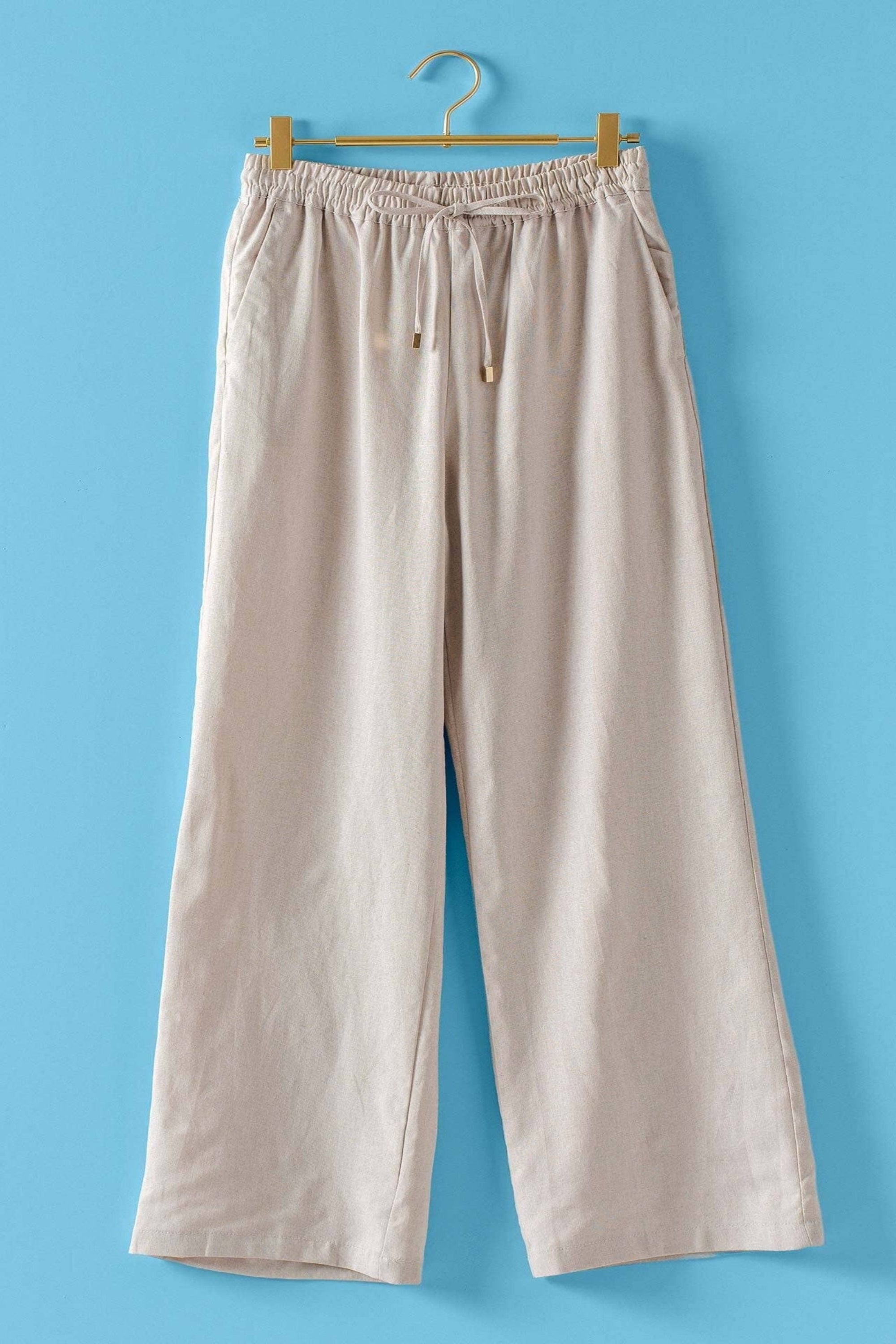 Linen Blend Wide Leg Pants
