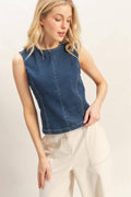 Backless Bow Denim Top