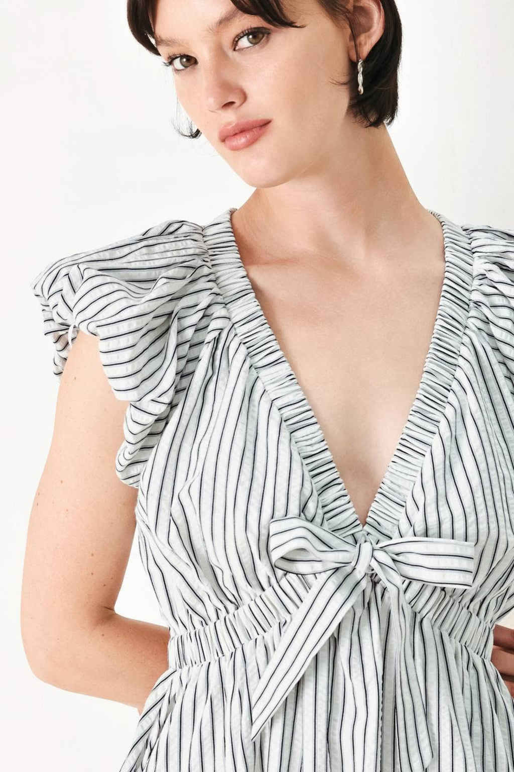A striped woven midi dress