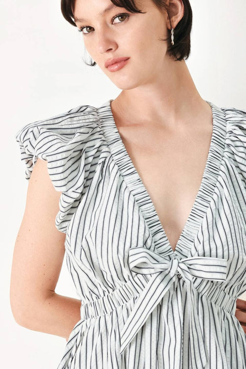A striped woven midi dress