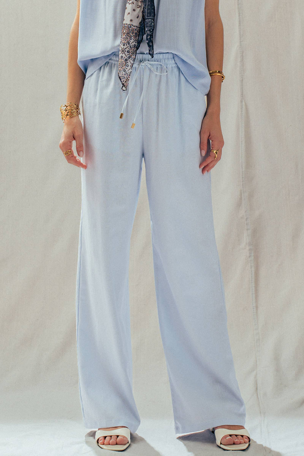 Linen Blend Wide Leg Pants