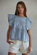 Flutter Sleeve Baby Blue Top