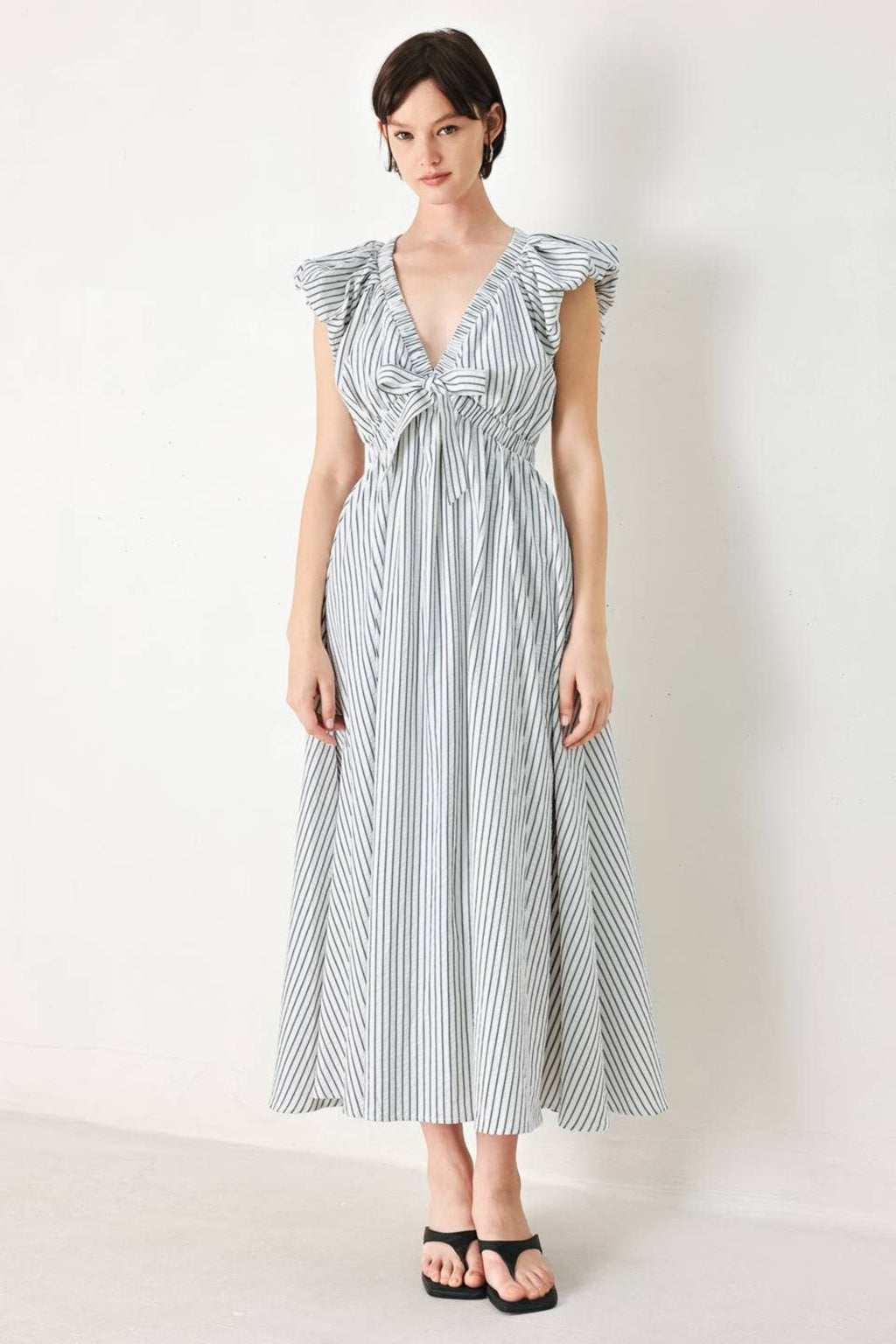 A striped woven midi dress