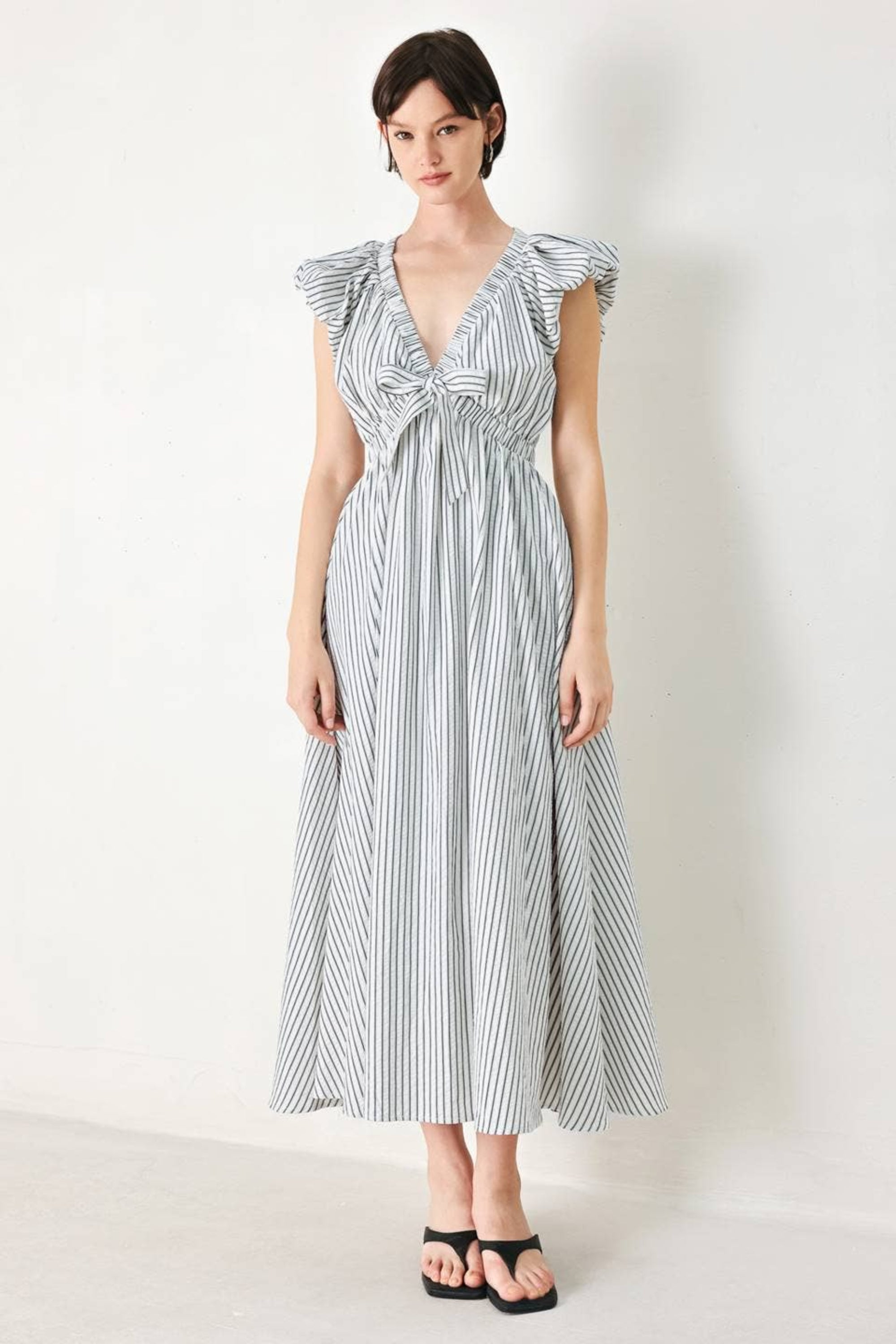 A striped woven midi dress