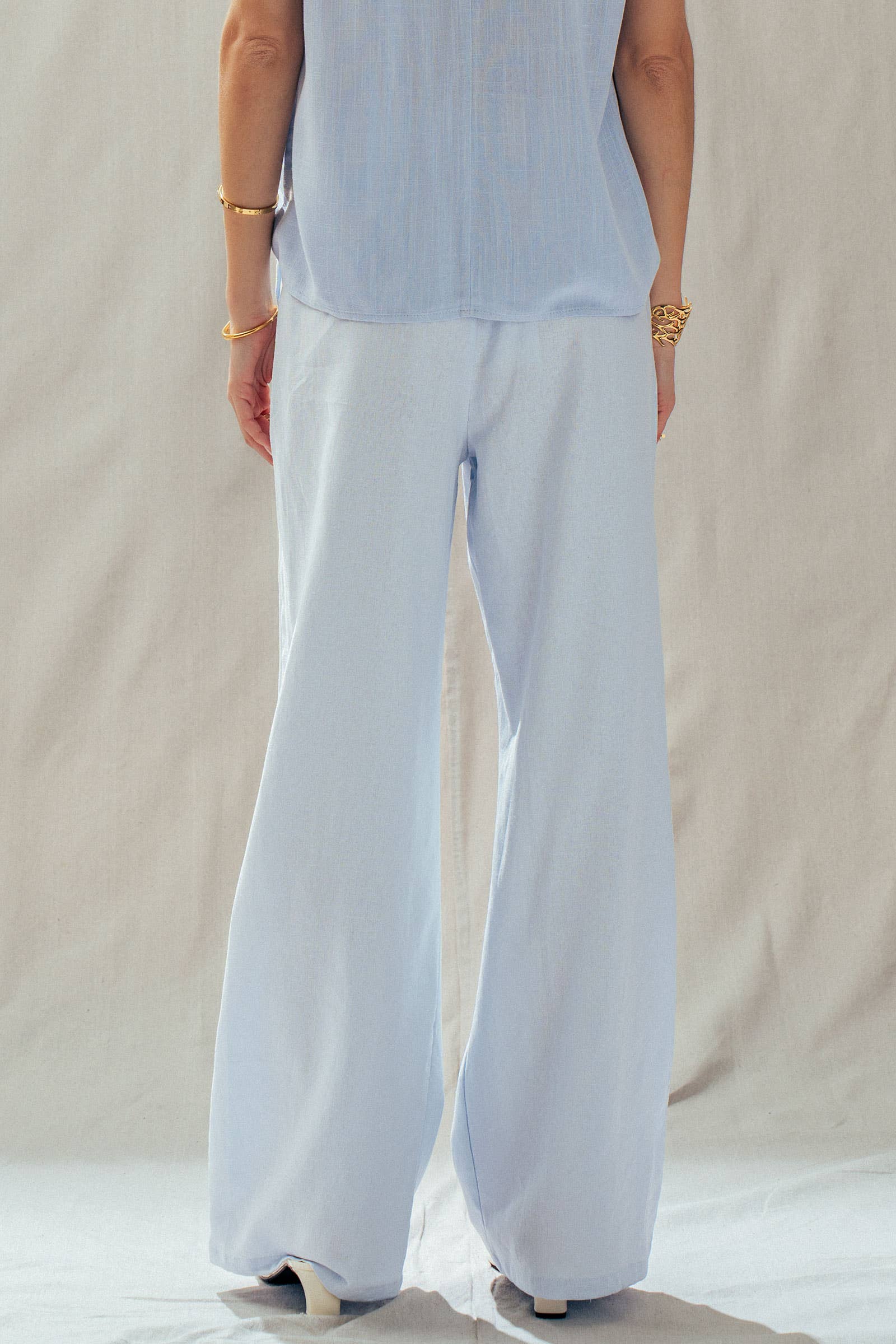Linen Blend Wide Leg Pants