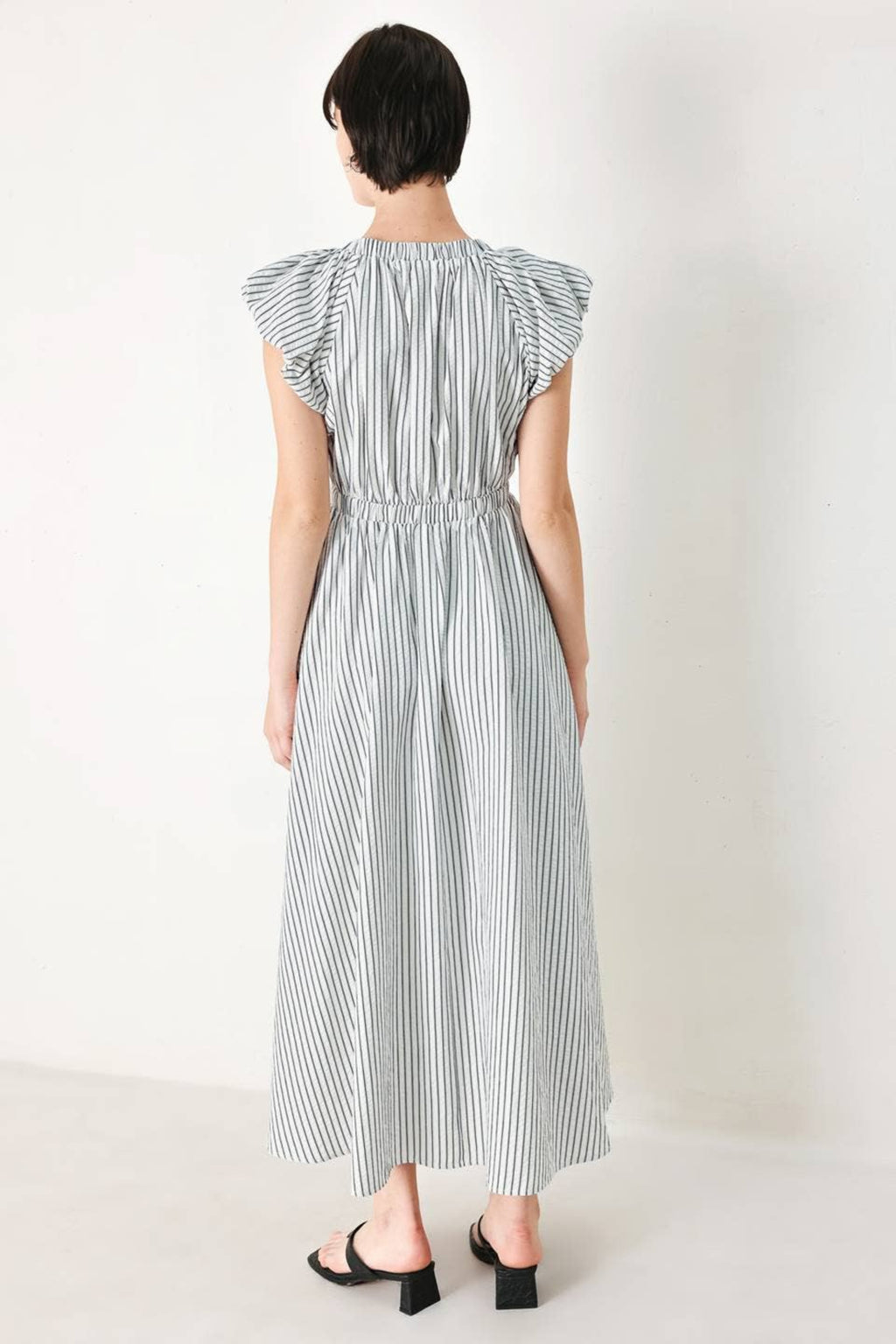 A striped woven midi dress