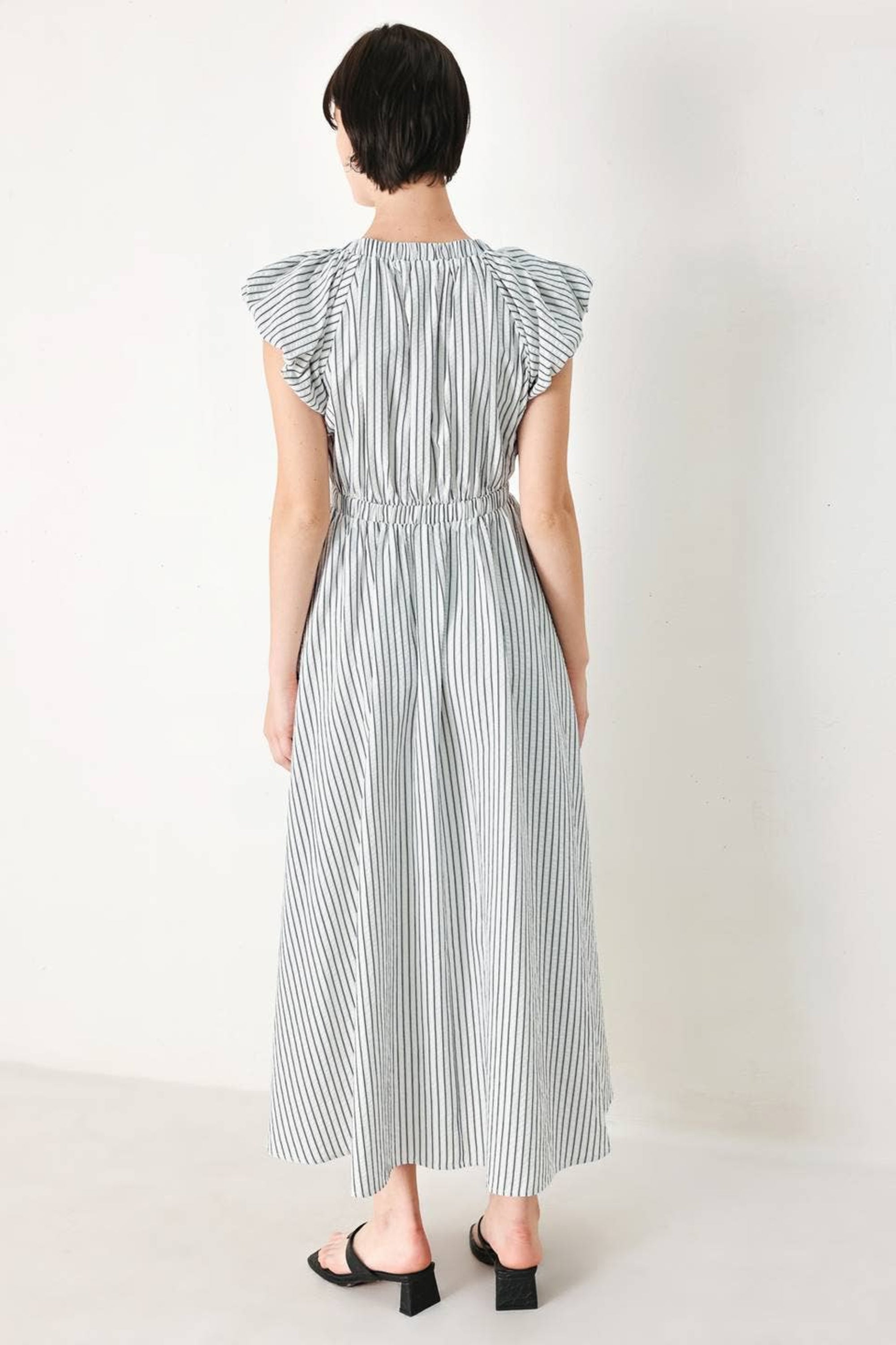 A striped woven midi dress