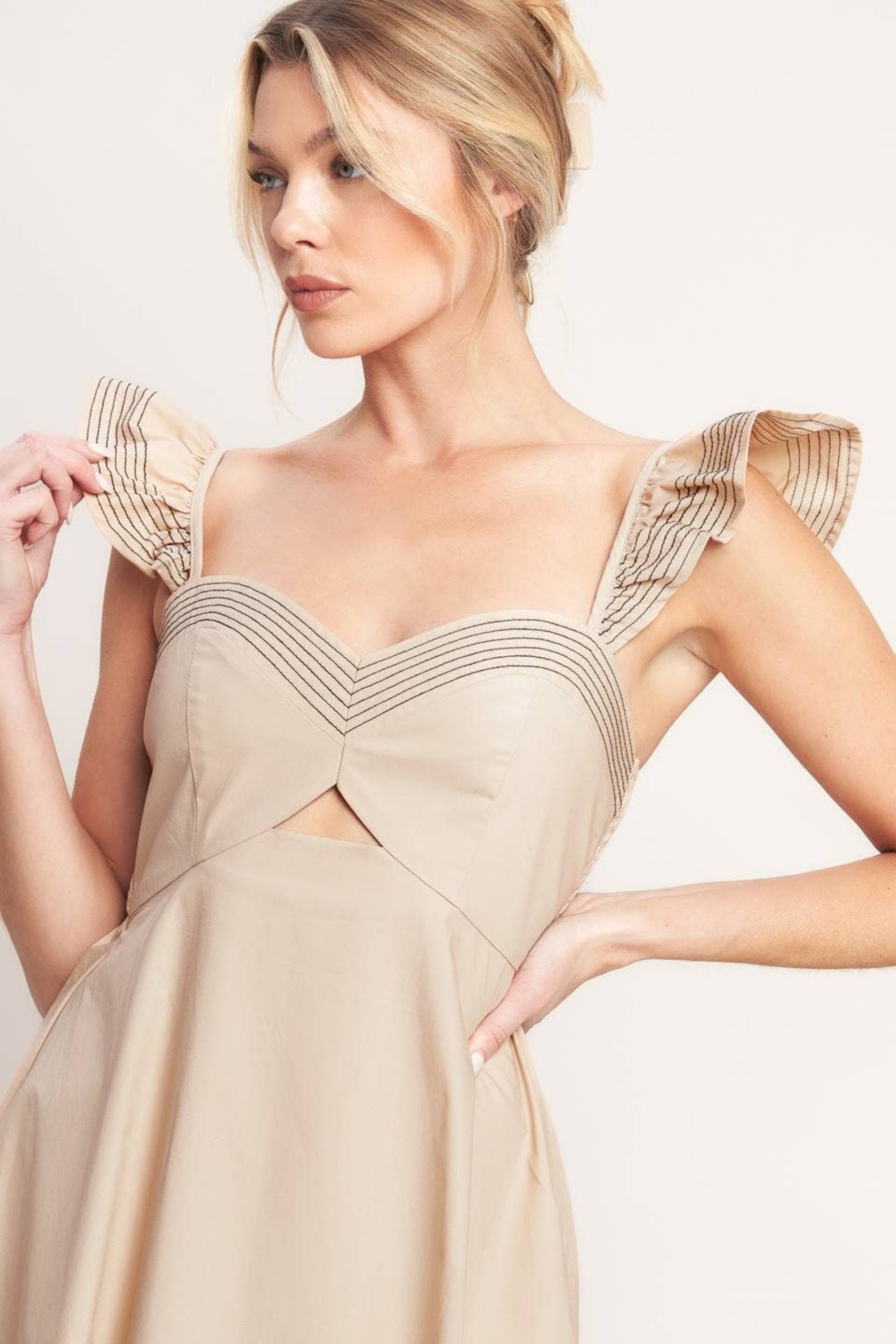 A solid woven midi dress -