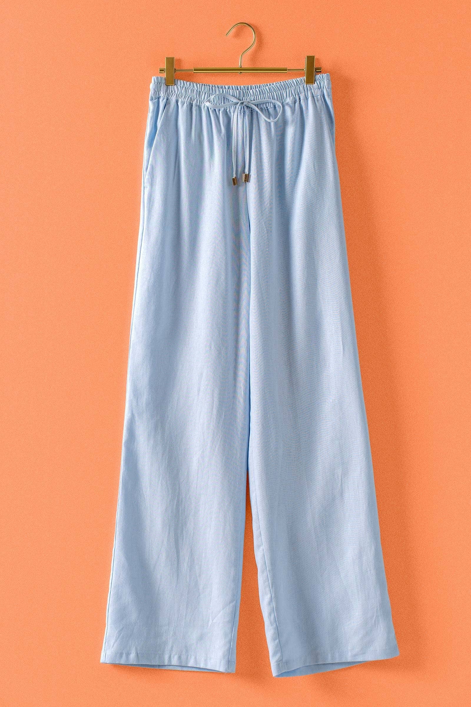 Linen Blend Wide Leg Pants