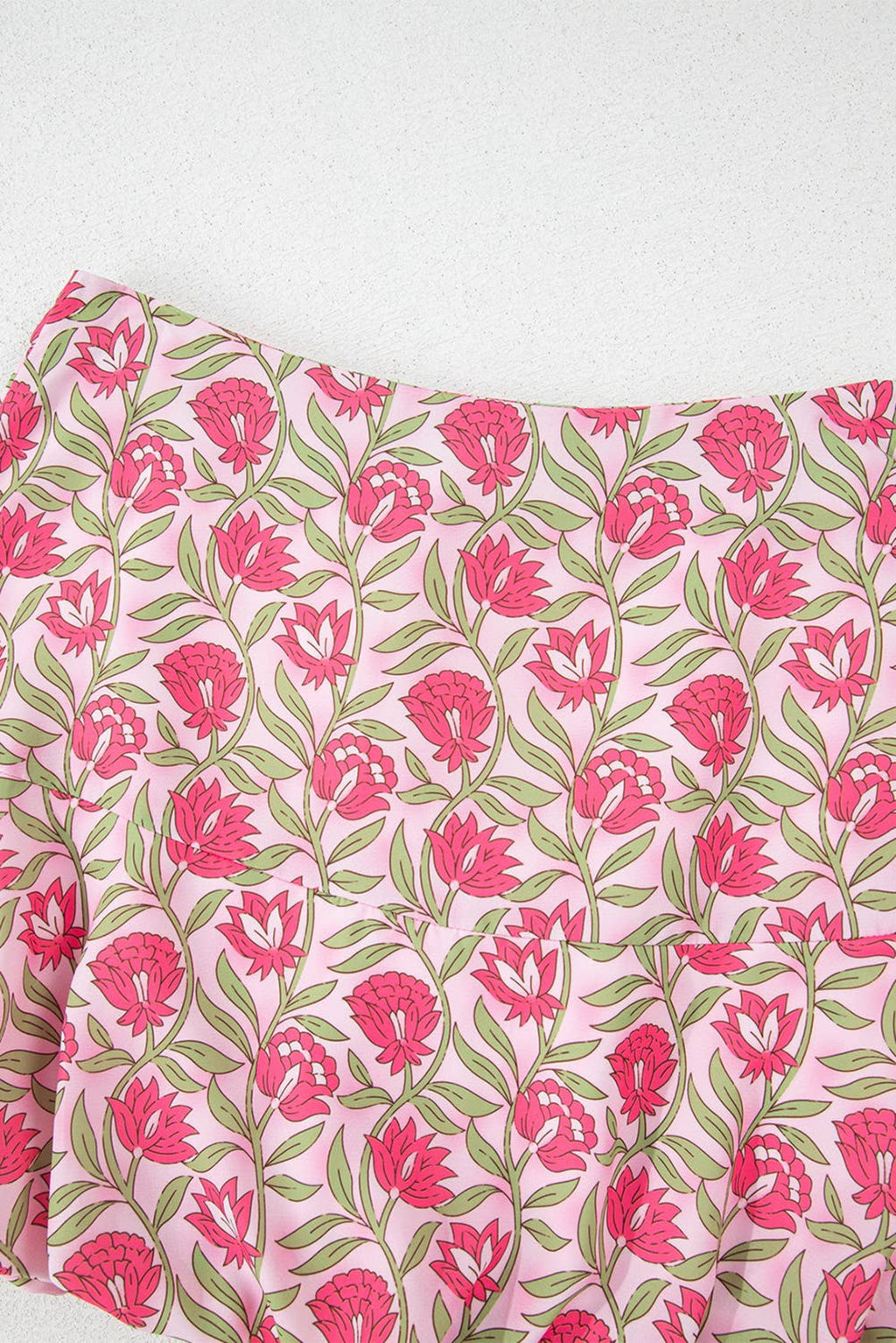 Floral Print Puffy Cropped Tank and Mini Skirt Set