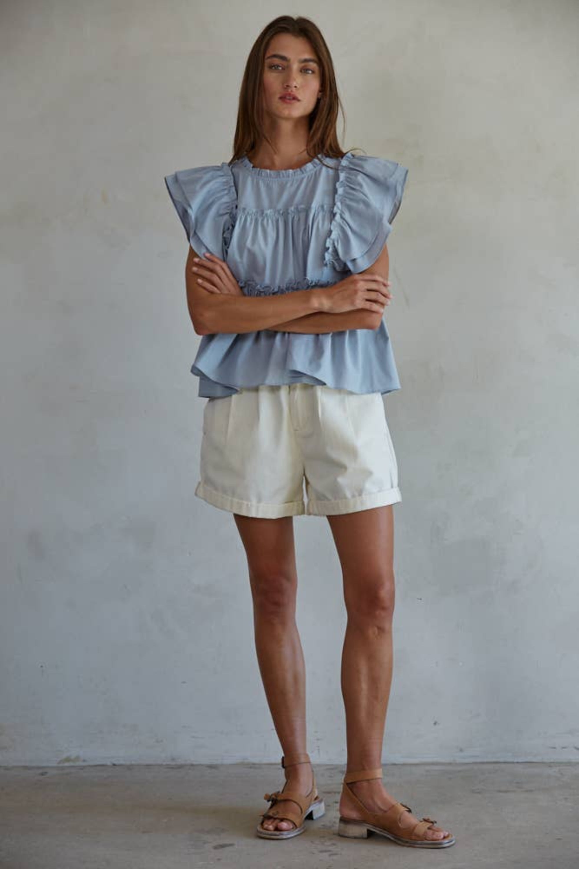 Flutter Sleeve Baby Blue Top
